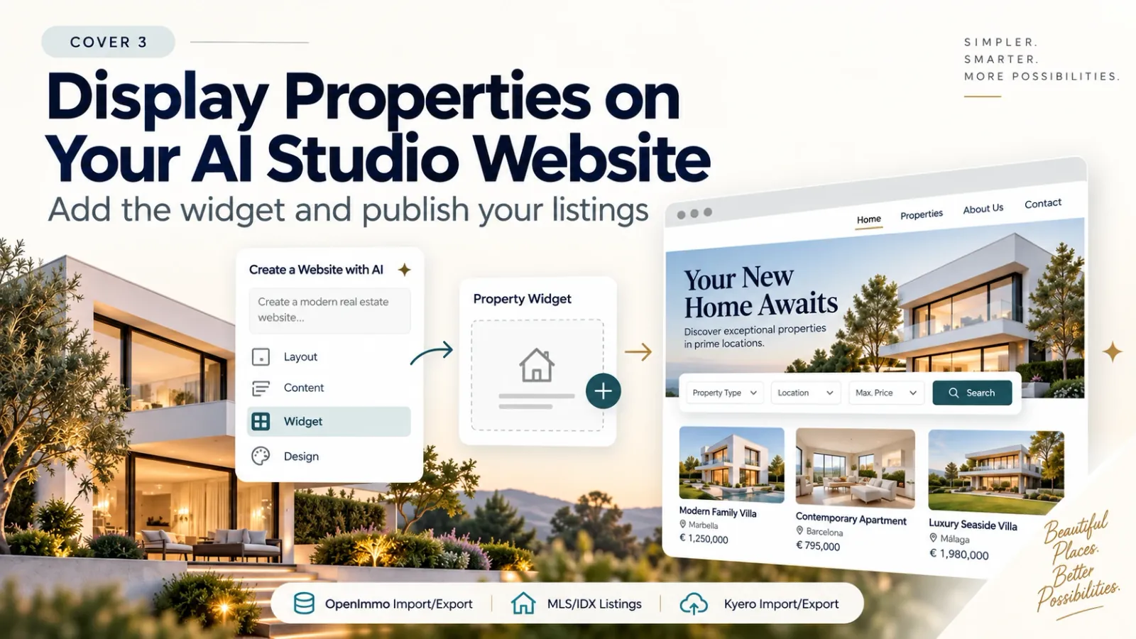 Mostrar sus inmuebles en su web de AI Studio – añadir el widget y publicar sus anuncios